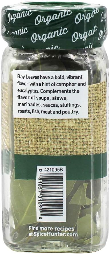 The Spice Hunter California Bay Leaves, Whole, Organic, 0.14-Ounce Jar...