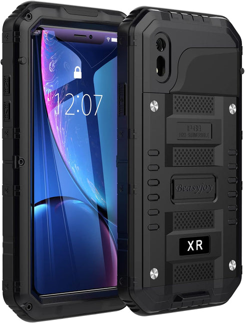 Beasyjoy for iPhone XR Metal Case, Waterproof Heavy Duty Case with Built-in Screen Protector, Full Body Protective Shockproof Tough Rugged Militar...