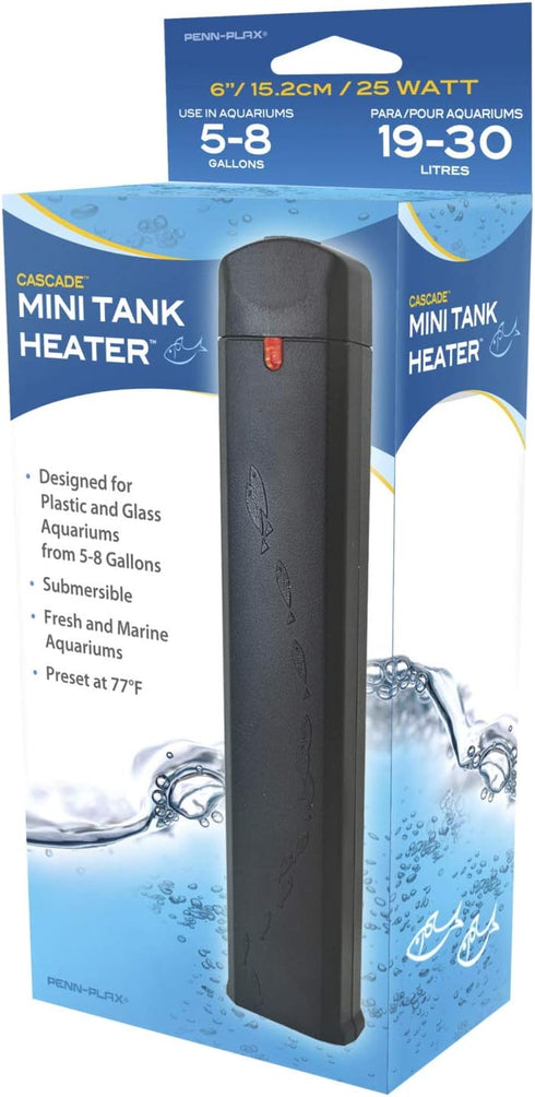 Penn-Plax Cascade Mini Fish Tank Heater – Fully Submersible – Great for Freshwater and Saltwater Aquariums – 6” Length – 25 Watt...