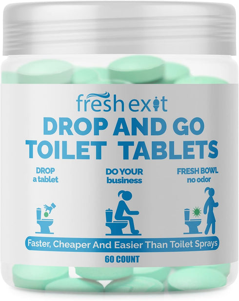 FreshExit Toilet Tablets – Replaces Toilet Sprays -Just Drop One In and Go - Leaves a Clean Bowl and Fresh Citrus Scent – a Better Alternative to ...