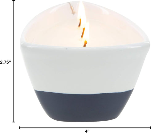 Pavilion Gift Company Life is Better 10 Oz Triple Wick Candle in Ceramic Boat Dish, Blue, 67770, 67770, 67770, 67770...
