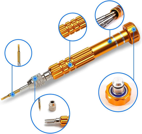 MMOBIEL 5-in-1 Multifunctional Small Magnetic Precision Pocket Mini Screw Driver Set for Eyeglass, Smartphone, Tablet, Watch, Repair Tool Kit...