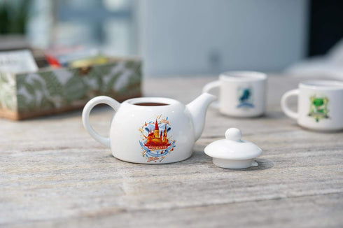 Original Cute Harry Potter Hogwarts Mini Porcelain 5oz Teapot Whimsical Colorful Castle Artwork Glossy White Glazed Ceramic Unique Thoughtful Magi...