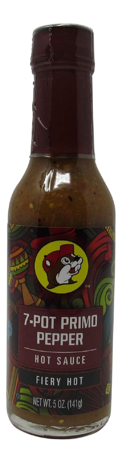 Buc-ees Gourmet Hot Sauce, Gluten Free, Non-GMO - Fiery Hot 7-Pot Primo Pepper Flavor - 5 Ounce Bottle...