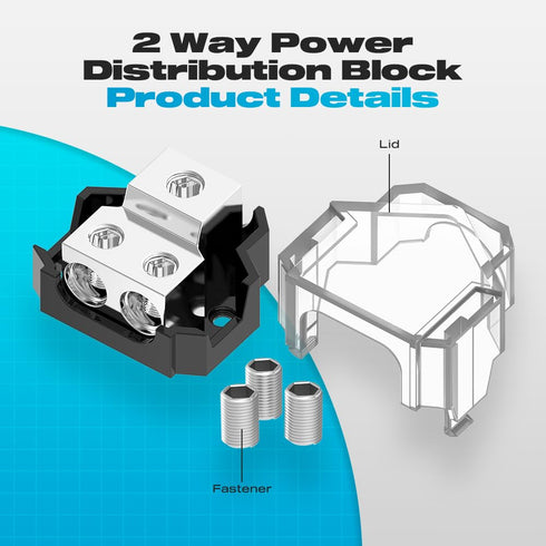 Distribution Block, Malictele 2 Way Power Distribution Block 1x 0/2/4 Gauge Input 2X 4/8 Gauge Output Out Amp Power Distribution Block Car Audio S...