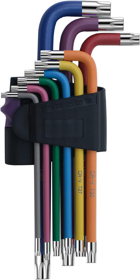 9 Pcs Hex Key Allen Wrench Set, Torx TRX Star Coloured Wrench Set T10, T15, T20, T25, T27, T30, T40, T45, T50 Hex Key Wrench Set for Furniture Ass...