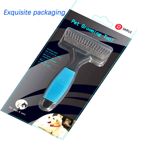 Undercoat Rake for Dogs, Designed for Breeds with Medium to Long Undercoats,Long & Short Stainless Steel Teeth, Safe Dematting Comb for Easy Mats ...