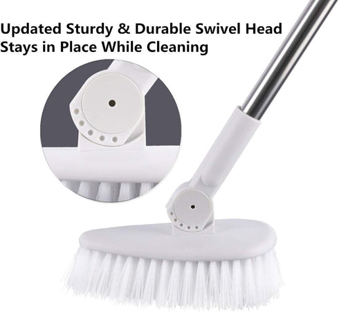 Tub & Tile Scrub Brush with Long Handle- 53", Shower Brush with Comb, Good for Clean Grout, Bathroom and Kitchen, New Update Swivel Head, Sturdy a...