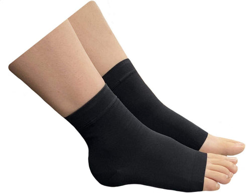 Extra Wide Ankle Big Feet 20-30 mmHg Compression Swelling Foot Pain Circulation Plus Size Sock Open Toe Sleeve (Black, Wide Ankle 4XL)...