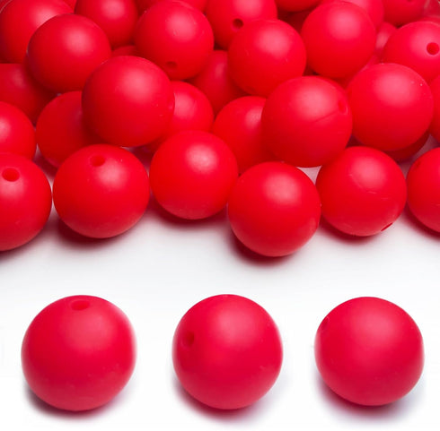 15mm Silicone Beads Bulk 100pcs Red Crafts Beads for DIY Bracelets Keychain Necklace Making Supplies, Bead Assortments & Bead Kit...