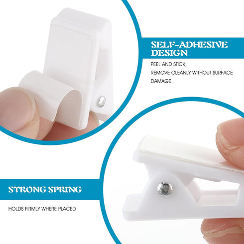 15 Pieces Self Adhesive Clips Tapestry Clips Wall Clips for Hanging Rectangle Sticky Clips Photo Clips Spring Clips for Home Office Poster Photo P...