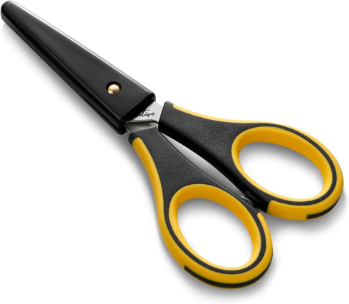 Beaditive Precision Craft Scissors - Stainless Steel Paper Crafting Scissors With Safety Cap - Ultra Sharp Blades & Non-Slip TPR Handles - Adult &...
