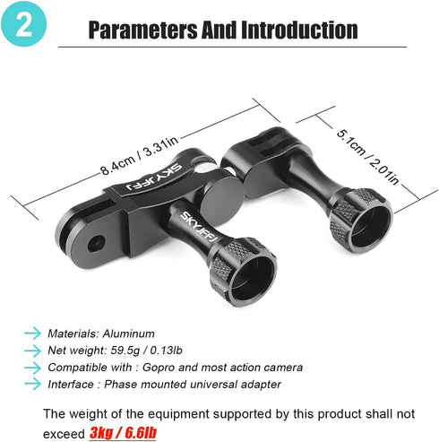 Aluminum Ball gopro Handlebar Mount, 360 Rotation and Lock Any Direction, Shock-Resistant, Compatible with Gopro Hero 8 9 10 11 12, Max, DJI OSMO ...