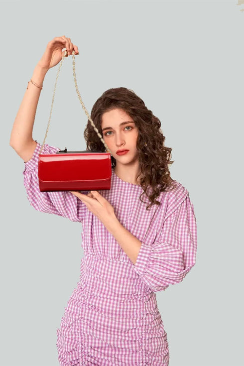 Patent Leather Envelope Clutch Purse Shiny Candy Foldover Clutch Evening Bag for Women...