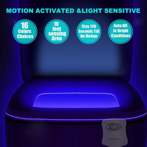 AUSAYE 2Pack Toilet Night Light, 16-Color Changing Motion Sensor Toilet Light, Fun BathroomToilet Bowl Nightlight,LED Christmas Gifts Stocking Stu...