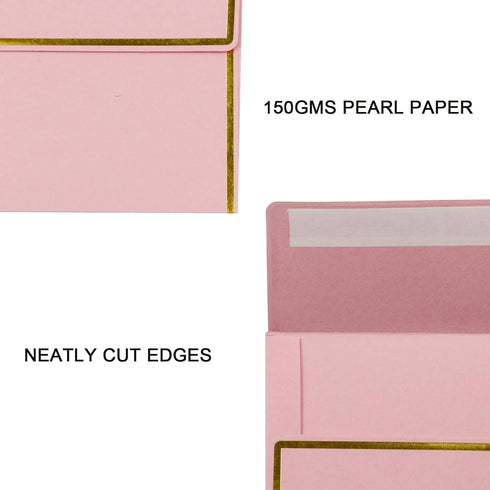 YINUOYOUJIA 46 Packs of 5x7 Envelopes Square Flap with Gold Trim, Pink A7 Luxury Envelopes for Invitation Self Seal, Ideal for RSVP, Cards, Weddin...