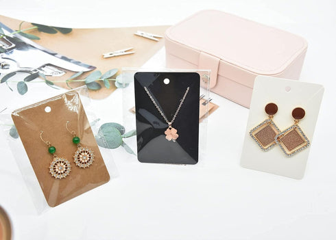 120 Set Earring Holder Cards Necklace Display Cards with 120 Pcs Self Sealing Bags and 240 Pcs Earring Backs for Earring Necklace Display(3.5 x 2....