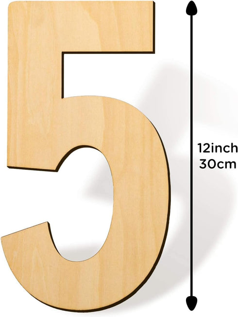 Savita 12 Inch Blank Wooden Number 5 Unfinished Wood Slices Sign Board for DIY Craft Projects Home Sign Wall Birthday Wedding Party Decoration (5)...