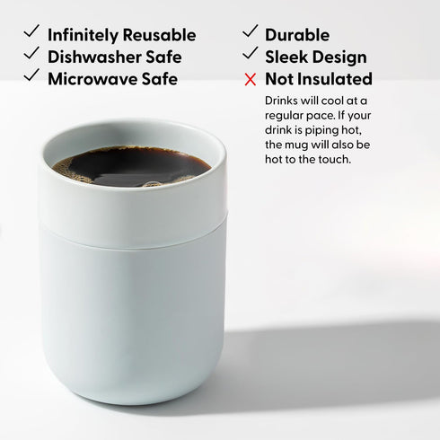 W&P Porter Travel Coffee Mug with Protective Silicone Sleeve | 12 Ounce Charcoal | Reusable Cup for Coffee or Tea | Portable Ceramic Mug with BPA-...