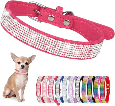 Rhinestone Dog Collar for Small Dogs, Bling Diamond Fancy Crystal Glitter Pretty Jewel Pet Puppy Collars for XXS XS Small Medium Large Breed Girl ...