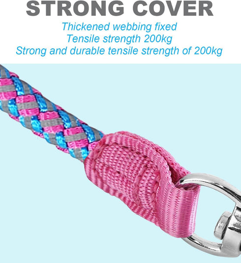 2FT 3FT 4FT 6FT 10FT Reflective Dog Leash- Strong Nylon Rope Braided Dog Training Leash for Extra Large Medium Dogs Walking Leads (Pink 6 Foot 3/4...