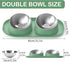 Ptlom Dog Cat Basic Food and Water Bowl Set, 2 Removable Stainless Steel Feeding Bowls with Non-Slip Leak-Proof Plastic Stand Suitable for Small a...