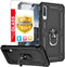 TJS Compatible with Samsung Galaxy A50 2019 Case, with Tempered Glass Screen Protector Metal Ring Magnetic Support Kickstand Heavy Duty Drop Prote...