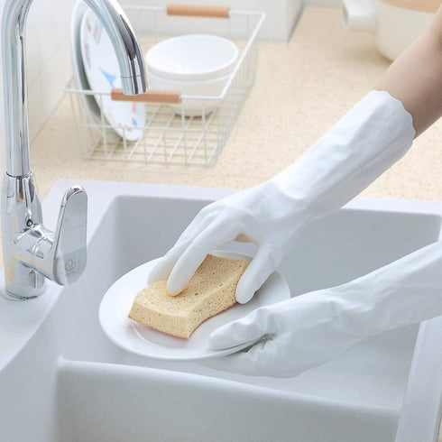 HSL Household Cleaning Gloves - Reusable Kitchen Dishwashing Gloves with Latex free, Cotton lining, Waterproof, Non-Slip (Medium, 3 Pairs)...