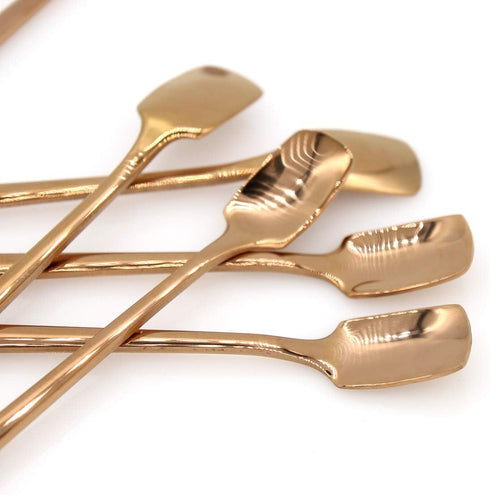 6 PCs Stainless Steel Mixing Spoon with Rose Gold Finish - Stirrer Spoon with Shovel-Shaped Head for Coffee, Ice Tea, Soft Drink, Cocktail, Length...