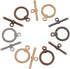 Beadthoven 20 Sets Tibetan Style Twisted Toggle T-Bar Clasps Mixed Color Round Bracelet Jewelry Claps Connectors OT Buckle Closure Findings for DI...