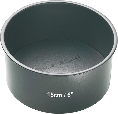 MasterClass 15 cm Deep Cake Tin with PFOA Free Non Stick and Loose Bottom, 1 mm Carbon Steel, 6 Inch Small Round Pan...