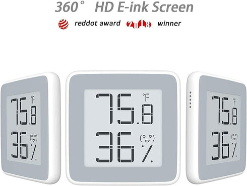 Smart Guesser Digital Hygrometer Indoor Thermometer, Thermometer for Home HD E-Ink Screen Room Temperature Humidity Meter High Acurracy Temperature Sensor Humidity Gauge, Gray & White, (MHO-C202)