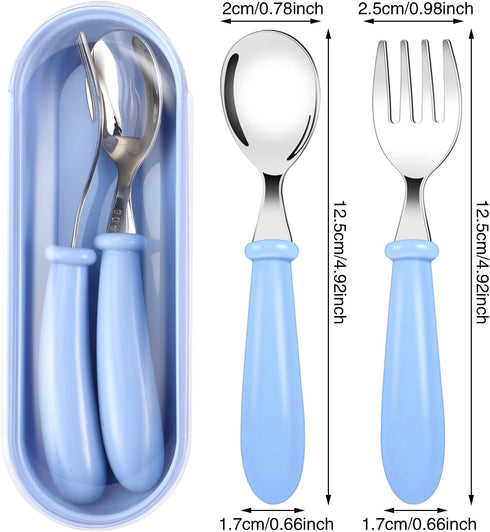 Toddler Utensils, Toddler Forks and Spoons,Stainless Steel Baby Utensils Baby Silverware Set with Storage Box for Safe Dining (3 Set with Case)...