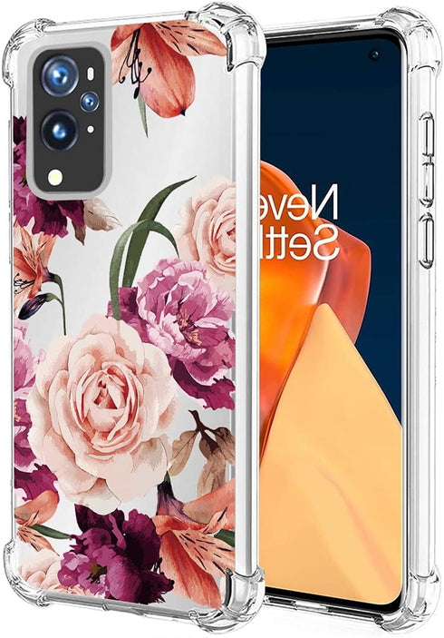 Case for OnePlus 9 Pro Case, OnePlus 9 Pro Case for Girls Women, Clear Floral Soft Flexible TPU Slim Phone Protective Case Cover for OnePlus 9 Pro...