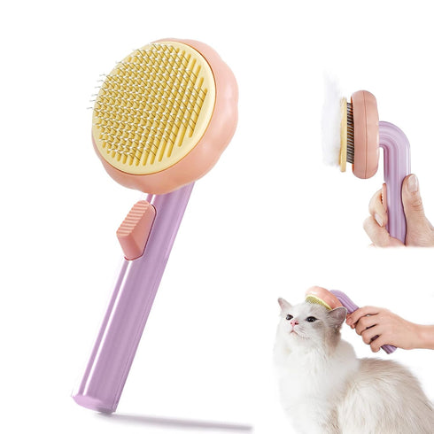 Cat Grooming Brush Dog Brush for Shedding Pet Pin Brushes for Long and Short Hair Self Cleaning Slicker Brush Gently Removes Loose Undercoat for C...