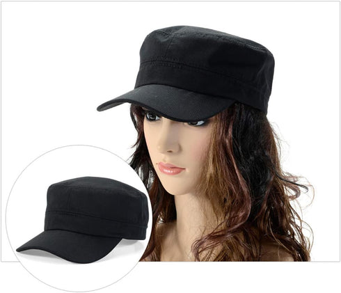 Adjustable Unisex Flat Top Twill Classical Baseball Cap Military Hat 22-23.6 in Cadet Cap...