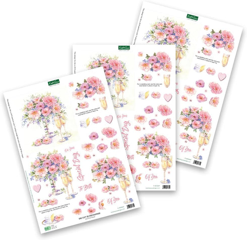 Katy Sue Designs Soft Pinks & Purples 3D Die Cut Decoupage Collection for Card Making Supplies. Contains 12 Sheets of Katy Sue Die Cut Decoupage F...