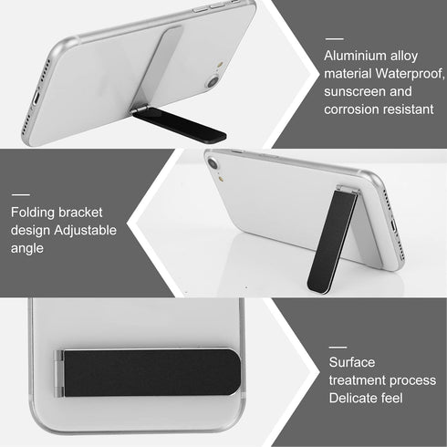 Giantree Ultra Thin Cell Phone Holder, Adjustable Mini Alloy Phone Kickstand Portable Phone Stand Foldable Phone Stand for Mobile Phone Tablet (Bl...