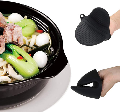 Silicone Cooking Pinch Grips Oven Mitts - Mini Finger Protector Pot Holder for Kitchen,Cooking,Baking,BBQ - Heat Resistant Gloves, 2 Pairs (Black ...