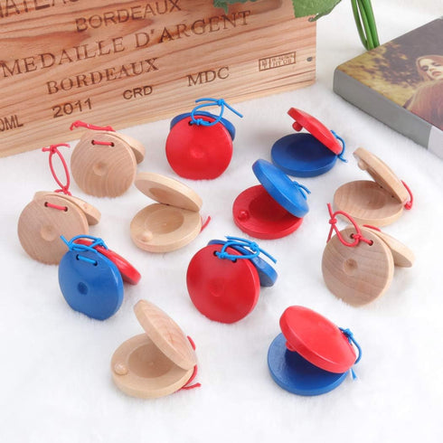 B bangcool Wooden Percussion Instrument Finger Castanets: 12Pcs Wood Castanets Creative Musical Instrument for Kids Percussion Toy...