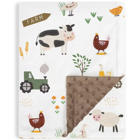 HOMRITAR Baby Blanket for Boys Soft Lightweight Minky Blanket with Double Layer Dotted Backing for Infant Toddler Nursery Crib with Cute Farm Anim...