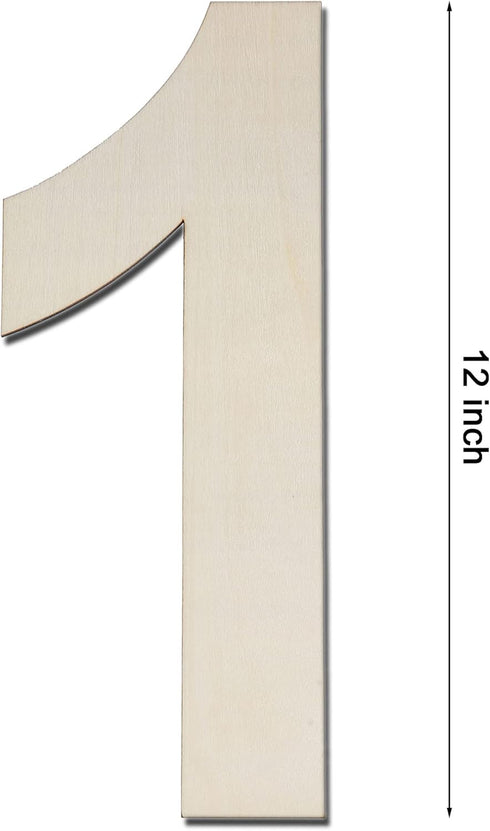 12 Inch Large Wood Number Sign 1, Unfinished Blank Wooden Slice Board for DIY Crafts Home Birthday Decorations Props...