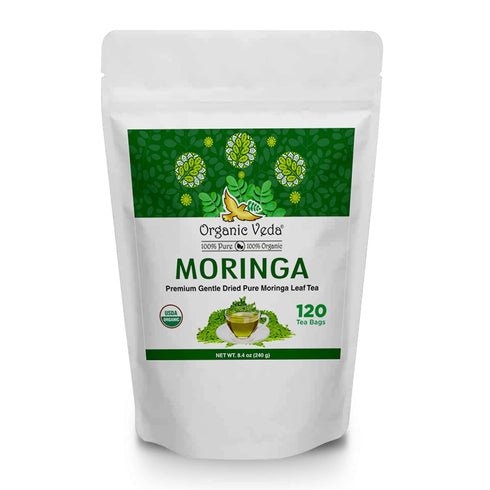 Organic Veda Moringa Tea Bags, Premium Dried Moringa Leaf Tea for Overall Wellness, Non-GMO, Caffeine-Free, & Gluten-Free Organic Tea, 120 Tea Bag...