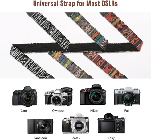 MoKo Camera Strap, Retro Cotton Canvas Woven Strap Universal Shoulder Neck Sling Belt for ALL DSLR/SLR Cameras Canon/Sony/Nikon, Adjustable Thin S...