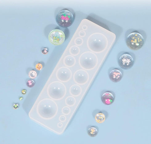 2PCS Cabochon Gem Silicone Mold, Clear Round Silicone Mold for Making Earrings Jewelry Making Crafting Projects...