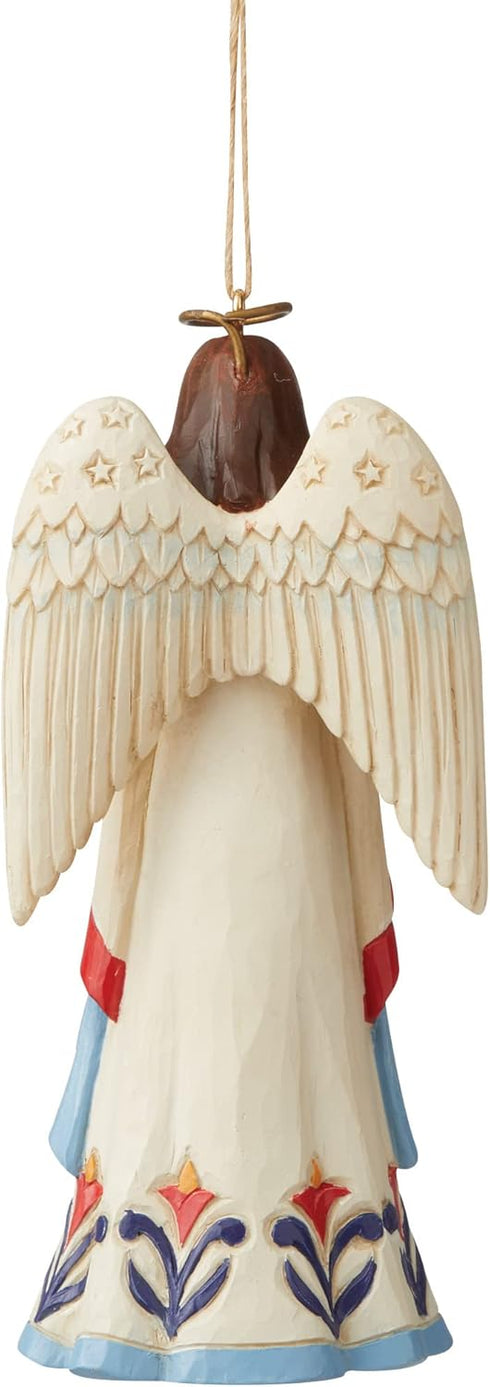 Enesco Jim Shore Heartwood Creek Patriotic Angel Holding Folded Flag Hanging Ornament, 4.72 Inch, Multicolor...