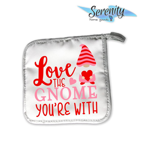 Cute Adorable Gnome Decorative Kitchen Oven Mitt Hot Plate Pot Holder Set | Valentines Day Hearts Decorations | Love Kisses And Valentine Wishes |...