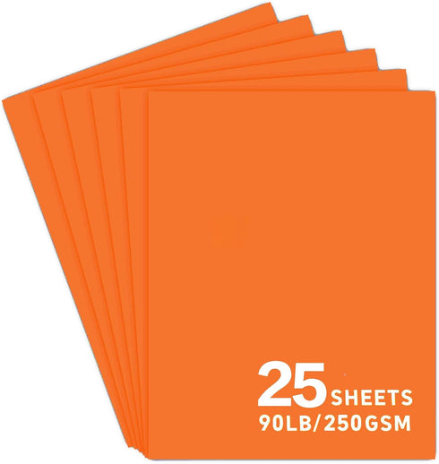 25Sheets Orange Cardstock Paper, 8.5 x 11 Card stock for Cricut, Thick Construction Paper for Card Making, Scrapbooking, Craft 90 lb / 250 gsm (Or...