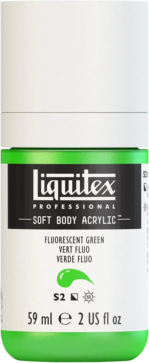 Liquitex Professional Soft Body Acrylic Paint, 59ml (2-oz) Bottle, Fluorescent Green...