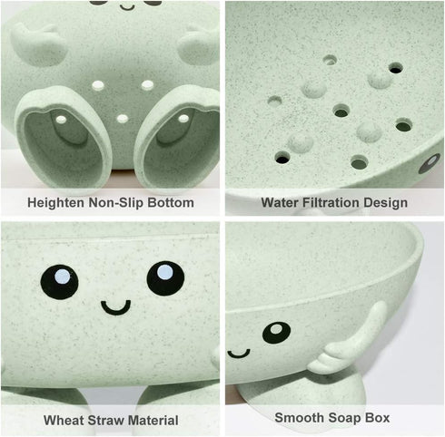 Soap Holder, Cute Soap Dish for Kids Children, Creative Lovely Bar Soap Tray Counter for Shower Bathroom Kitchen Countertop - Green...